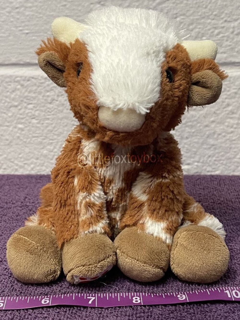 Build-A-Bear Longhorn Cow Plush Brown White Cattle Bull Stuffed Animal ESSA Cute